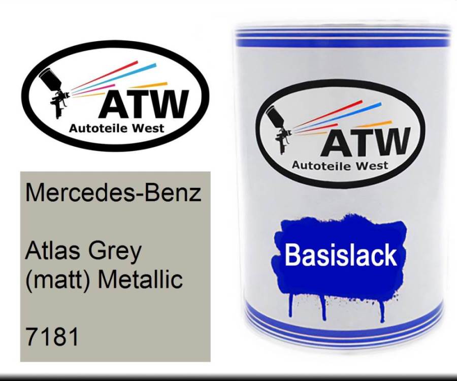 Mercedes-Benz, Atlas Grey (matt) Metallic, 7181: 500ml Lackdose, von ATW Autoteile West.